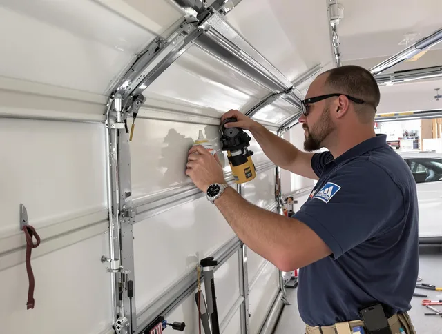 Rancho Palos Verdes Garage Door Repair technician quieting a noisy garage door in Rancho Palos Verdes