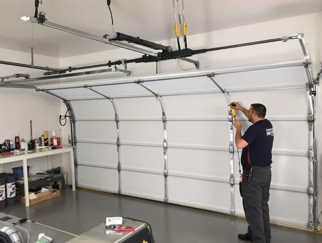 Rancho Palos Verdes Garage Door Repair certified technician performing overhead door system repair in Rancho Palos Verdes