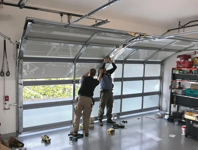 Rancho Palos Verdes Garage Door Repair expert performing precise panel replacement on Rancho Palos Verdes garage door